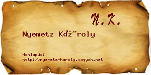 Nyemetz Károly névjegykártya